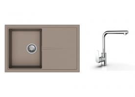 K-StrongSinks S3 Set dřez Labe 780x500mm granit béžová + Baterie  Stréva chrom