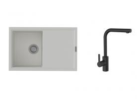 K-StrongSinks S3 Set dřez Labe 780x500mm granit bílá + Baterie Ipoly černá