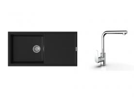 K-StrongSinks S3 Set dřez Labe 1000x500mm granit černá + Baterie  Stréva chrom