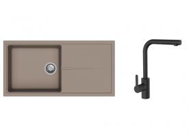 K-StrongSinks S3 Set dřez Labe 1000x500mm granit béžová + Baterie Ipoly černá