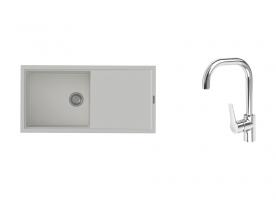 K-StrongSinks S3 Set dřez Labe 1000x500mm granit bílá + Baterie Garonne chrom