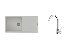 K-StrongSinks S3 Set dřez Labe 1000x500mm granit bílá + Baterie Seina chrom