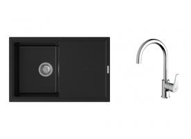 K-StrongSinks S3 Set dřez Labe 780x500mm granit černá + Baterie Rhona chrom