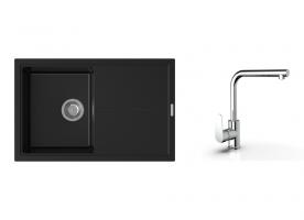 K-StrongSinks S3 Set dřez Labe 780x500mm granit černá + Baterie Stréva chrom