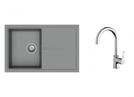 K-StrongSinks S3 Set dřez Labe 780x500mm granit šedá + Baterie Rhona chrom