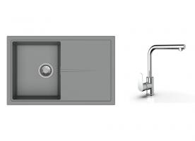 K-StrongSinks S3 Set dřez Labe 780x500mm granit šedá + Baterie  Stréva chrom