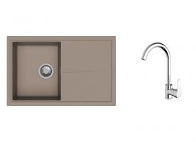 K-StrongSinks S3 Set dřez Labe 780x500mm granit béžová + Baterie Seina chrom