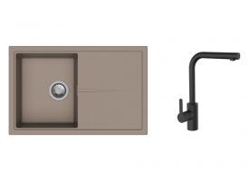 K-StrongSinks S3 Set dřez Labe 780x500mm granit béžová + Baterie Ipoly černá
