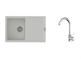 K-StrongSinks S3 Set dřez Labe 780x500mm granit bílá + Baterie Seina chrom