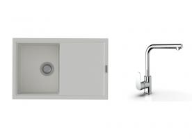 K-StrongSinks S3 Set dřez Labe 780x500mm granit bílá + Baterie  Stréva chrom