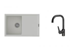 K-StrongSinks S3 Set dřez Labe 780x500mm granit bílá + Baterie Garonne černá