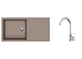 K-StrongSinks S3 Set dřez Labe 1000x500mm granit béžová + Baterie Seina chrom