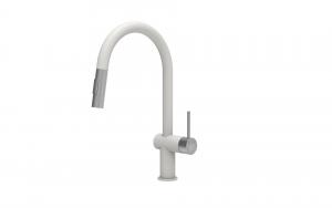 StrongSinks S3 Baterie Neris s vytahovací sprškou tvar U bílá,koncovka nerez