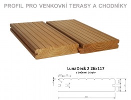 TERASY ThermoWood prkno LunaDeck2 26/117/3600 Boční úchyt