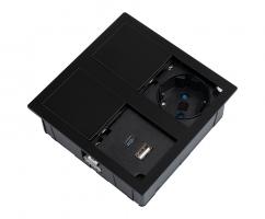 VersaHit Dual elektrická zásuvka 1x 230V, Schuko, USB A/C 5V černá matná