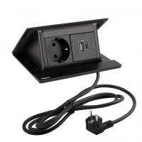 LEGRAND elektrická zásuvka PopUp, 1x 230V Schuko, USB A+C nabíječka, černá matná