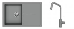 K-StrongSinks S3 Set dřez Labe 780x500mm granit šedá + Baterie Arda šedá