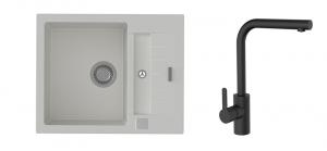 K-StrongSinks S3 Set dřez Vardar 615x500mm granit bílá + Baterie Ipoly černá