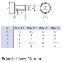 Matice nábytková spojovací M6x17mm zinek bílý hlava 15mm