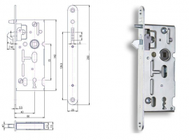 HOBES K 106 zámek pro posuvné dveře 72/60 BB