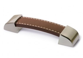 HETTICH 9113453 Úchytka AGLIANO 110/96 mm hnědá kůže imitace nerezi