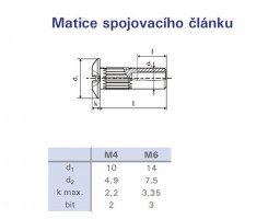 Matice spojovacího článku M6x30mm nikl