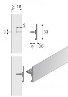 HETTICH 9011869 Org@Wall univerzální profil 1800 mm