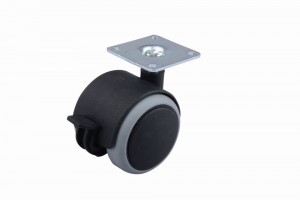 Kolečko pogumované s brzdou 50 mm šedé